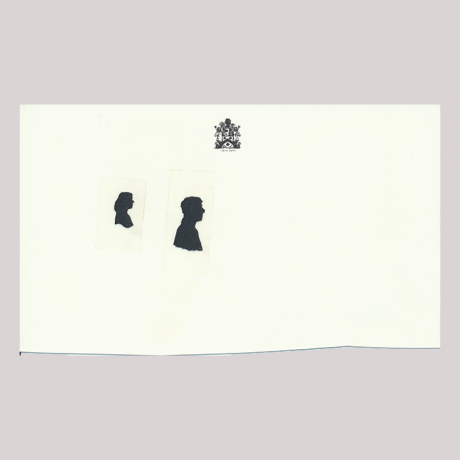 
        Front of silhouette, with man and woman looking right.
